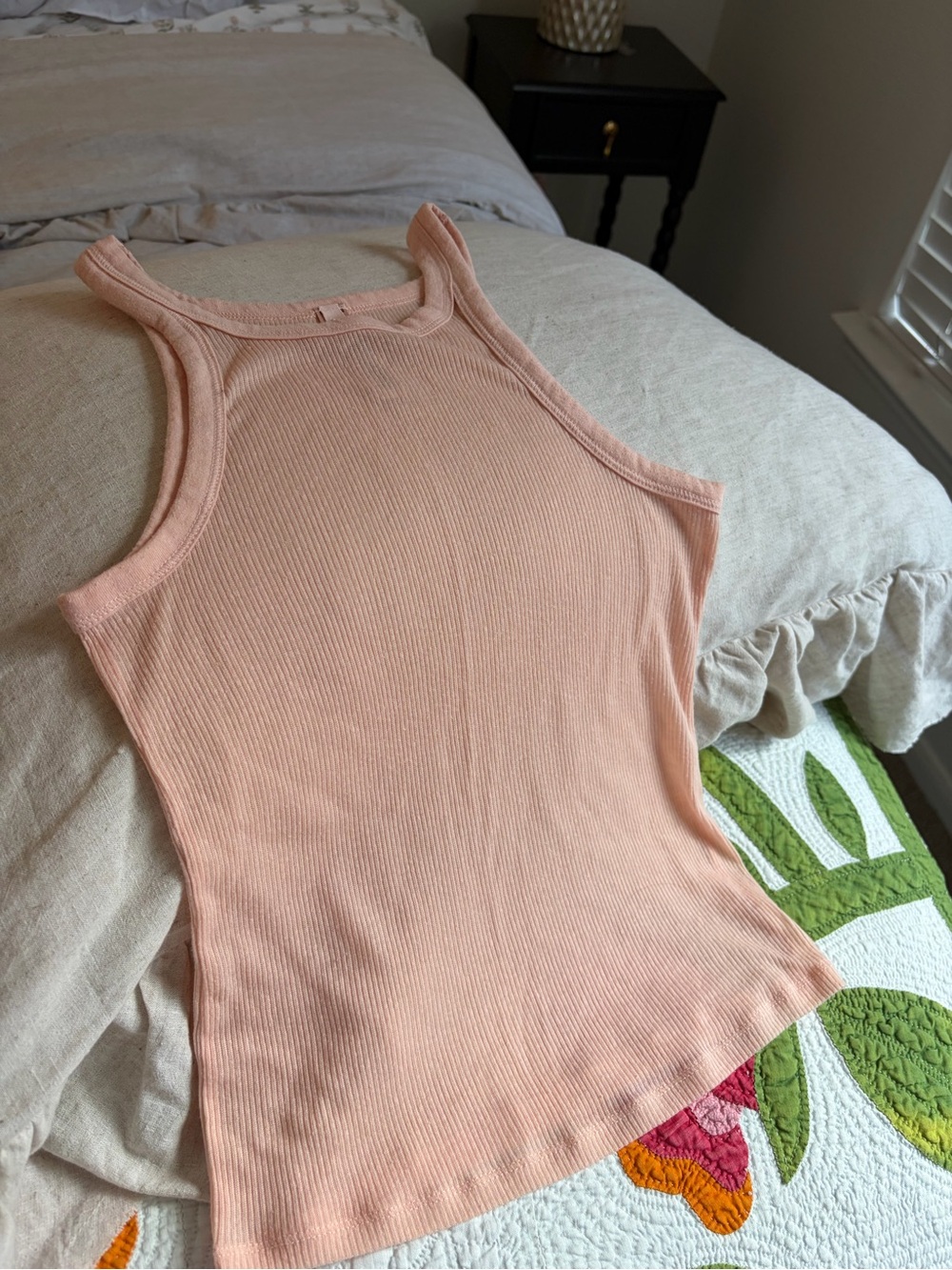 SKIMS Peach Ribbed Tank Top - Sleeveless Scoop Neck